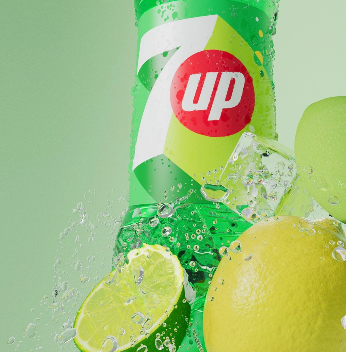 7UP bottle close-up
