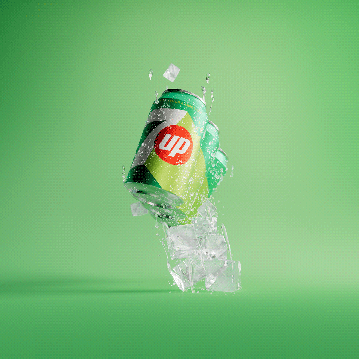 7UP can with ice