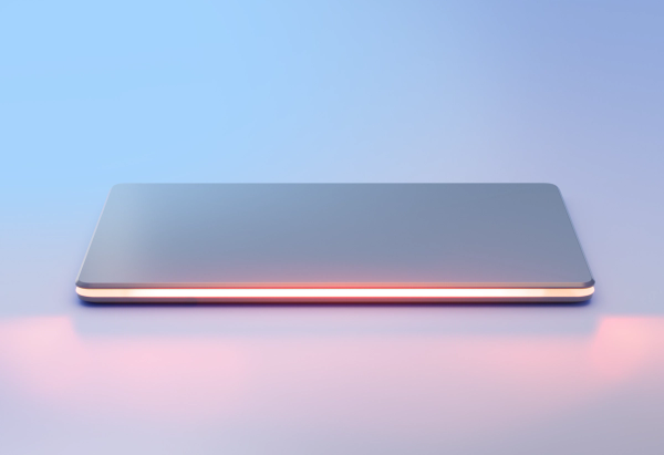 Closed laptop with glow