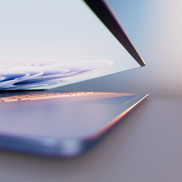 Laptop opening close-up