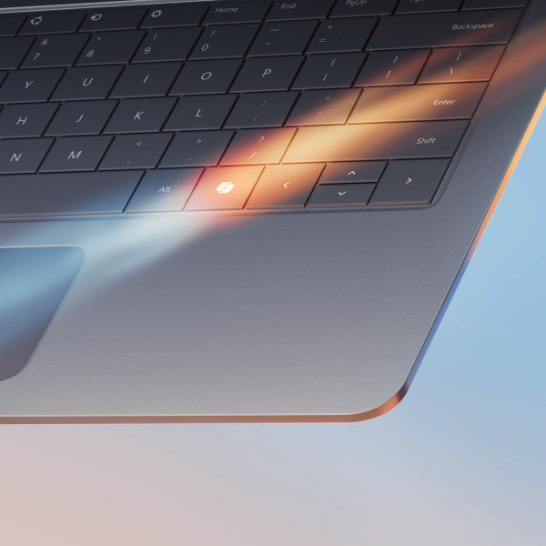 Keyboard with orange glow